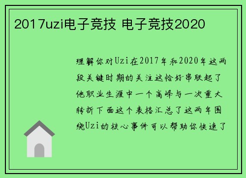 2017uzi电子竞技 电子竞技2020
